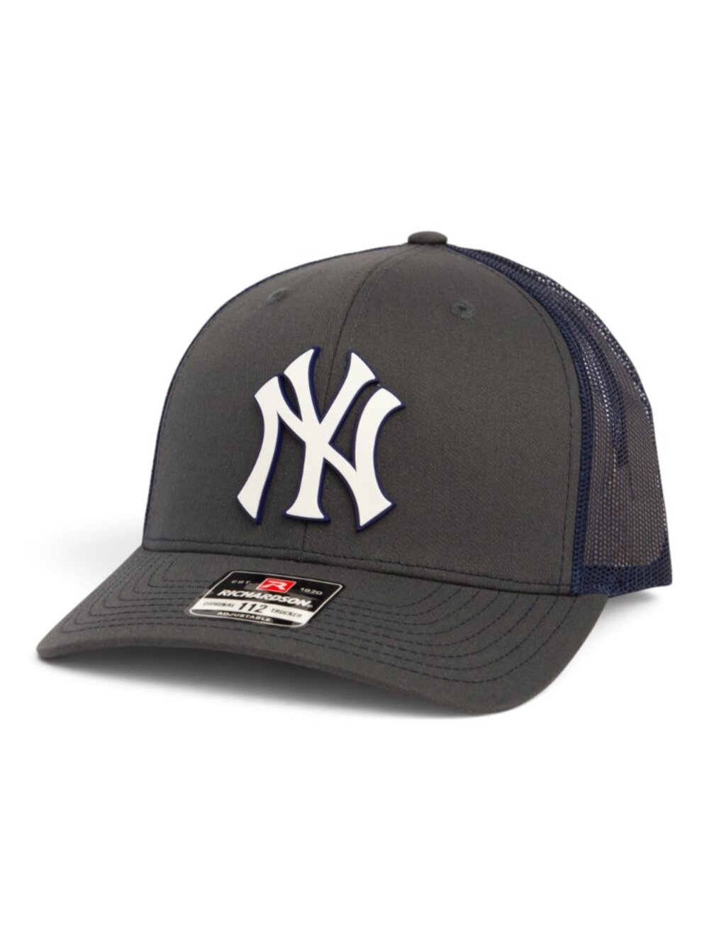 New York Yankees NY White 3D Snapback Trucker Hat- Charcoal/ Navy